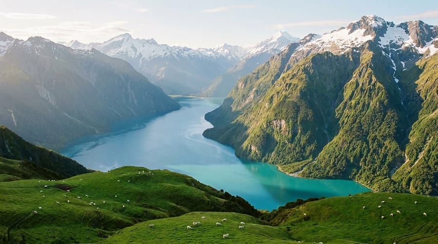 ニュージーランドの山と湖の風景